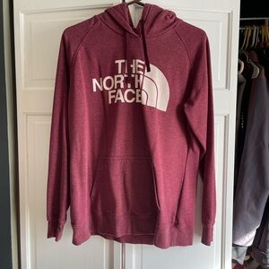 The North Face Maroon Hoodie with White Logo